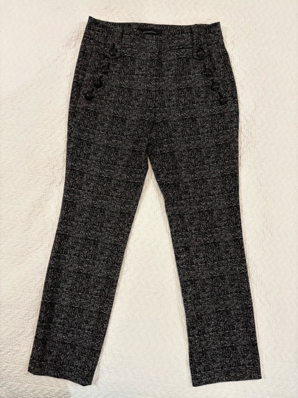 White House Black Market Black and Gray Textured Dress Pants